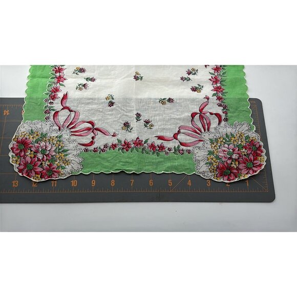 Vintage Floral Handkerchief Lot Of 4: Yellow Green Pink & Purple Prints - Picture 5 of 6